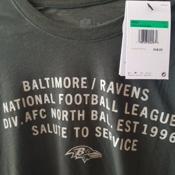 Baltimore Ravens Nike Dark Green Salute to Service Sideline Slub Dri-FIT T-Shirt - Picture 7 of 8